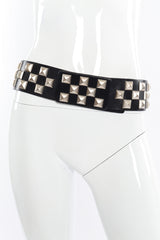 Studded leather statement belt by Streets Ahead on mannequin @recessla