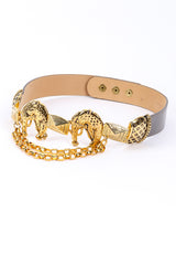 Vintage Streets Ahead Leopard Charm Chain Drop Belt front view @recessla