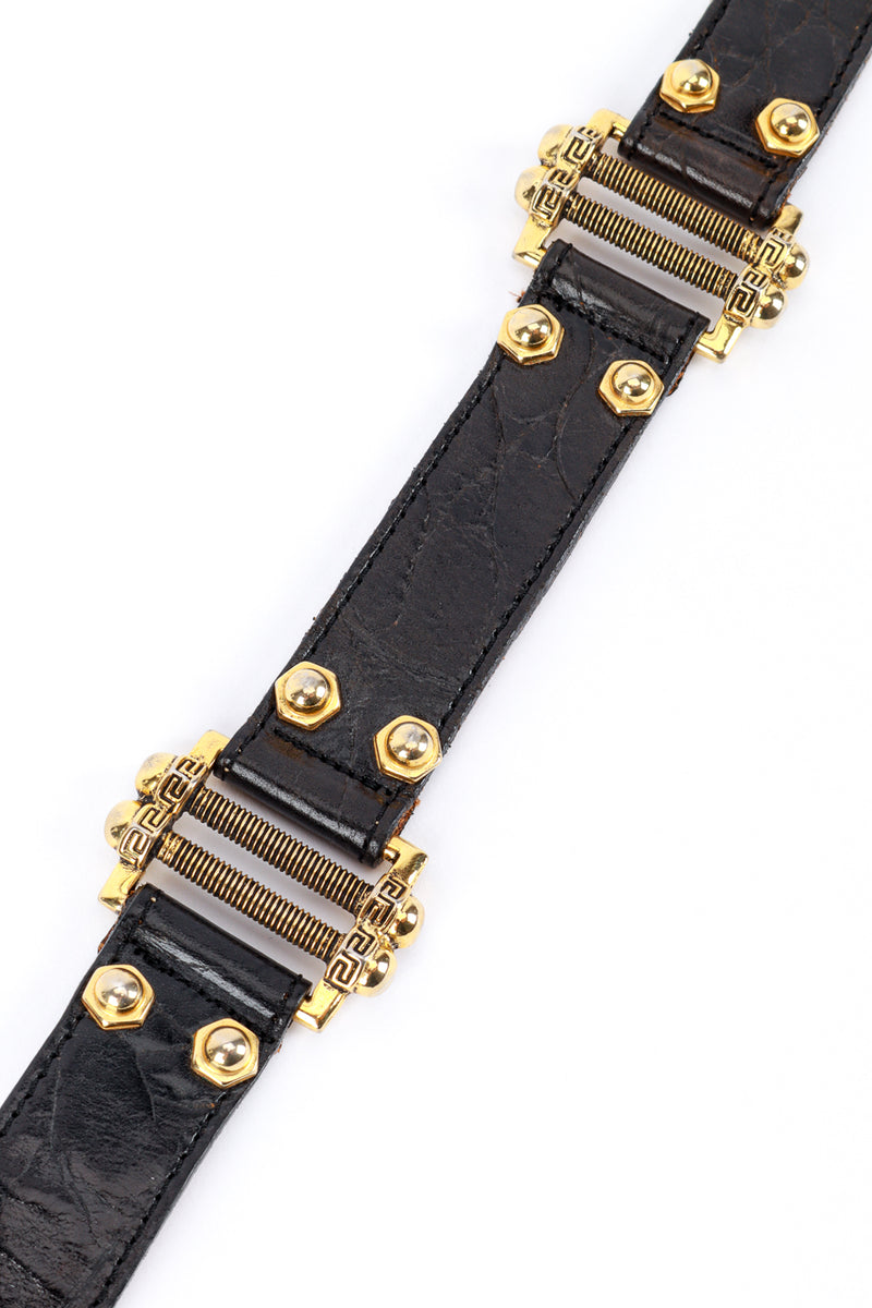 Vintage Streets Ahead Screw Stud Leather Belt hardware closeup @recess la