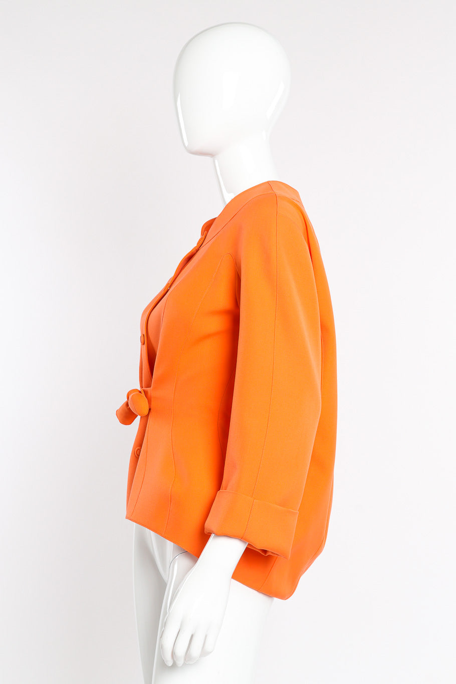 Thierry Mugler Off Shoulder Bubble Jacket left side view on mannequin @Recessla