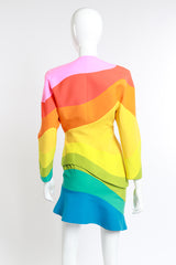 1990 S/S 'Arc En Ciel' Rainbow Jacket & Skirt Suit by Thierry Mugler on mannequin back @recessla