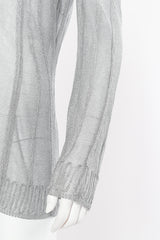 Vintage Thierry Mugler Metallic Cable Knit Cardigan view of sleeve on mannequin closeup @Recessla