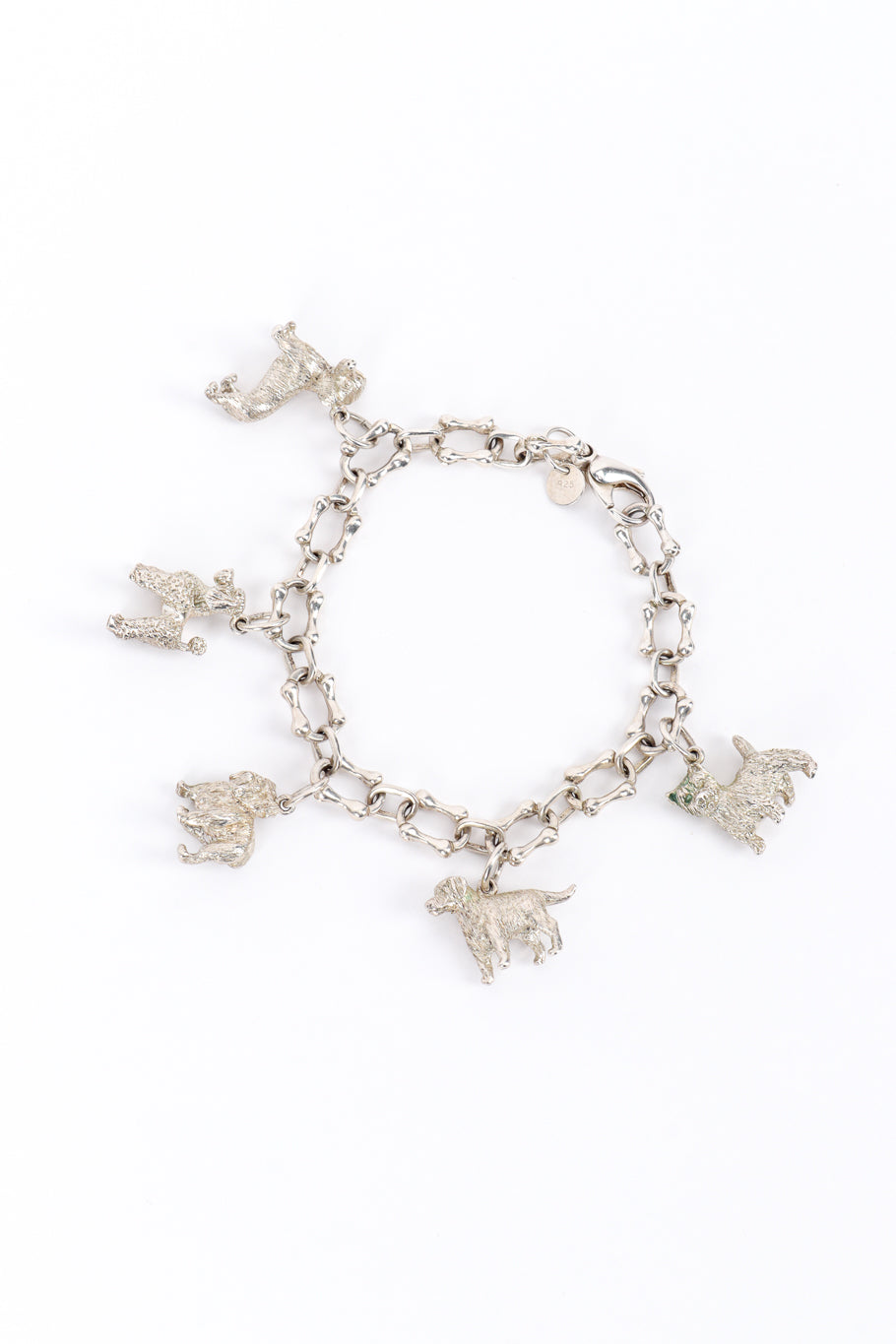 Vintage Tiffany & Co. Sterling Dog Charm Bracelet front @recess la