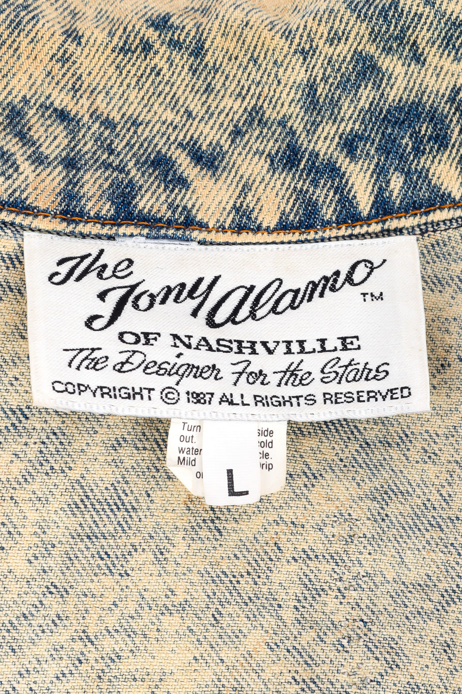 Vintage Tony Alamo The Big Apple Denim Jacket signature label closeup @Recessla