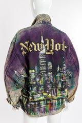 Vintage Tony Alamo The Big Apple Denim Jacket back view on mannequin @Recessla