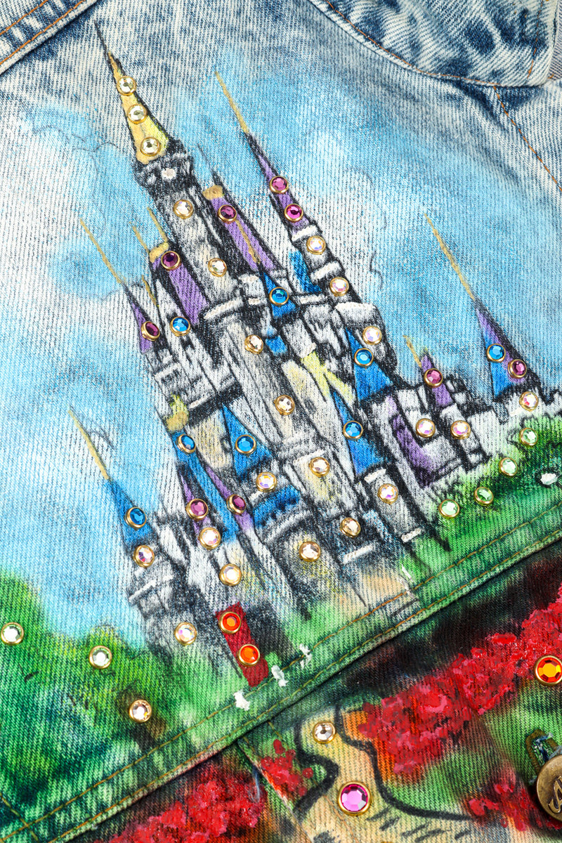 Vintage Tony Alamo Florida Denim Jacket disney castle illustration closeup @Recessla 