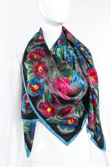 Silk floral scarf by Emanuel Ungaro looped around mannequin neck @recessla