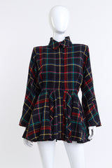 Vintage Emanuel Ungaro Plaid Peplum Jacket front on mannequin @recess la