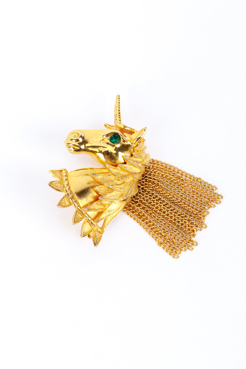 Vintage Pauline Rader Gilded Unicorn Bust Brooch front @recess la