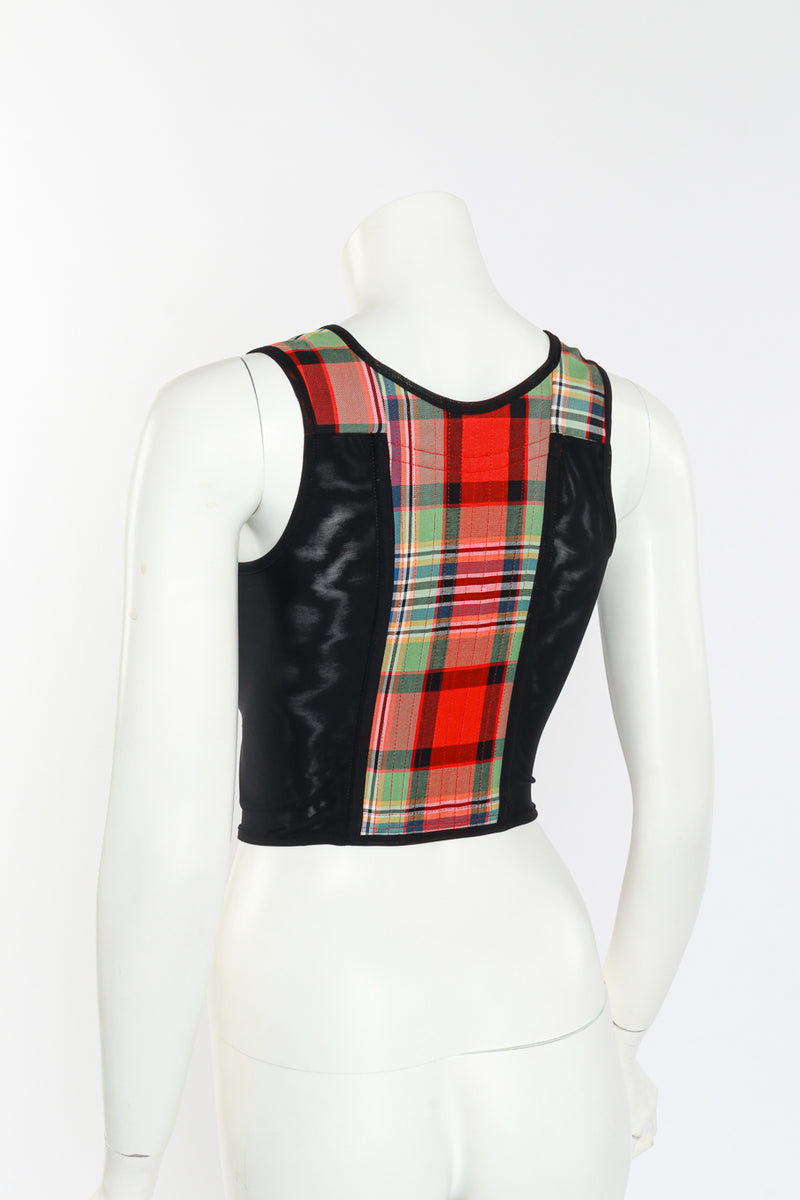 Vivienne Westwood 2022 S/S Tartan Portrait Corset on mannequin back @RECESS LA