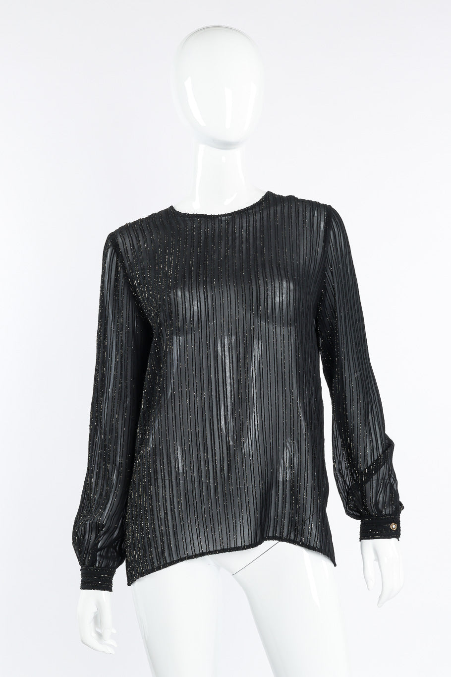 Valentino sheer lamé stripe blouse on mannequin @recessla