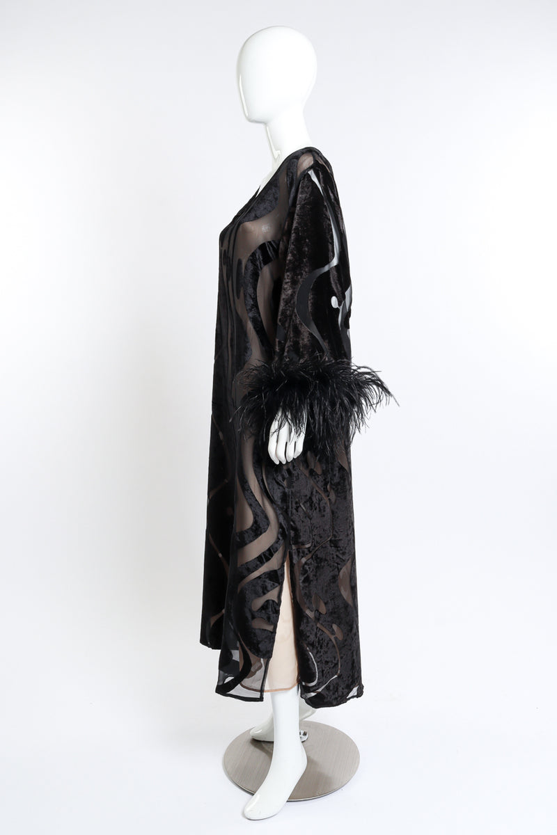 Valentino Feather & Velvet Caftan side on mannequin @RECESS LA