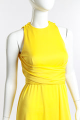 Vintage Van Dusen/Green Jersey Tie Back Maxi Dress front on mannequin closeup @recess la