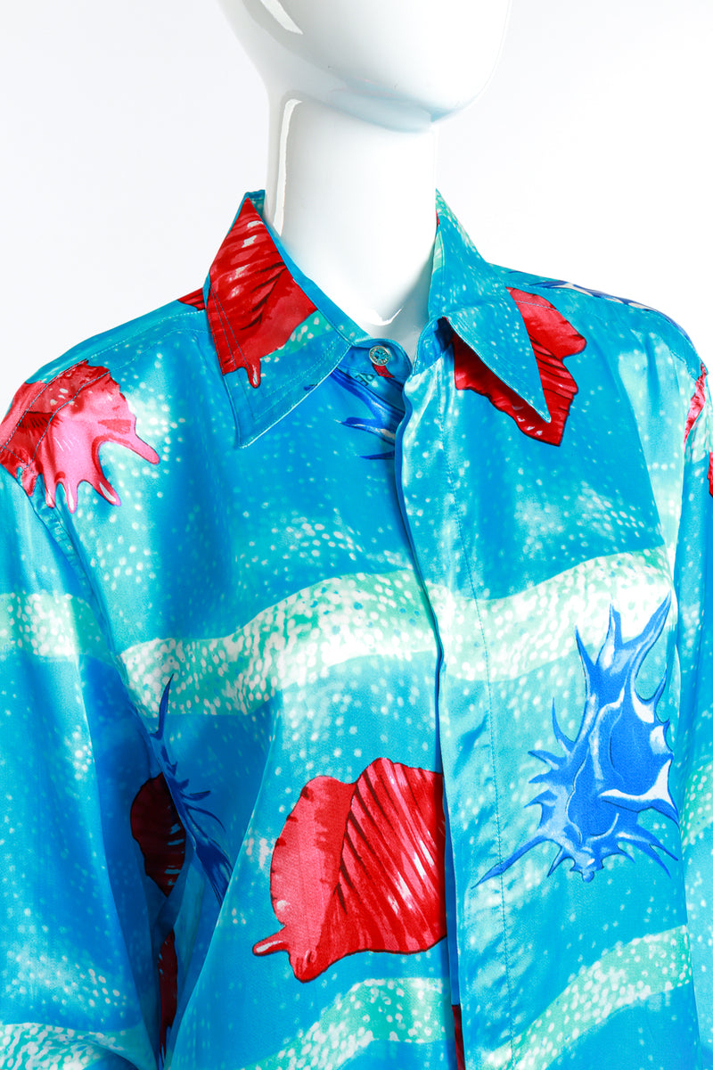 Vintage Versace Marine Print Blouse front detail on mannequin @RECESS LA