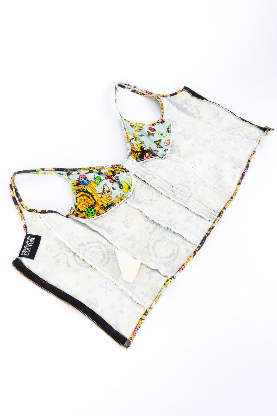 Vintage Versace Jeans Couture Baroque Ladybug Bustier Top full open view of interior @recess la