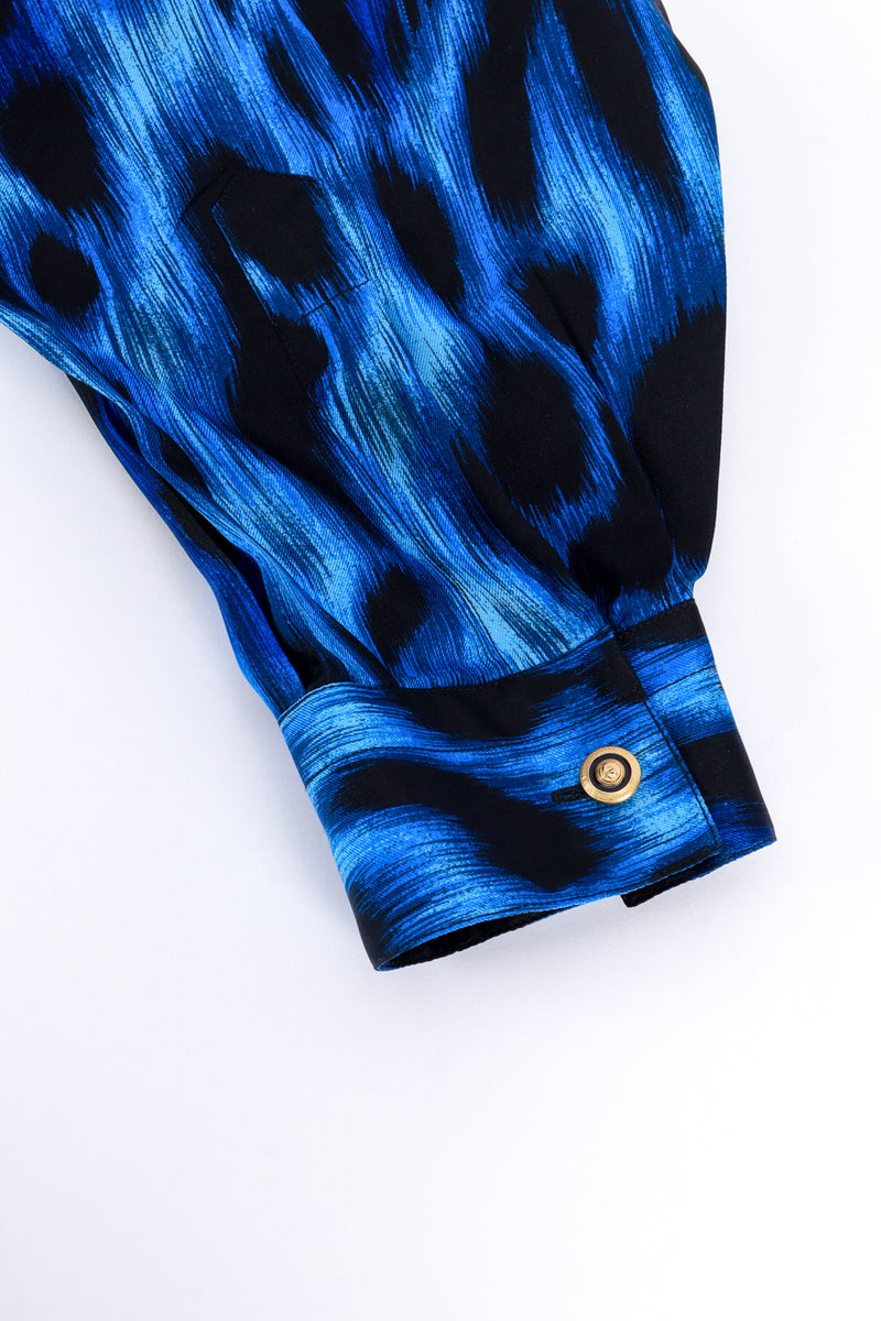 Vintage Versace Classic V2 Animal Print Blouse button cuff closeup @recess la