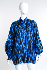 Vintage Versace Classic V2 Animal Print Blouse front on mannequin @recess la