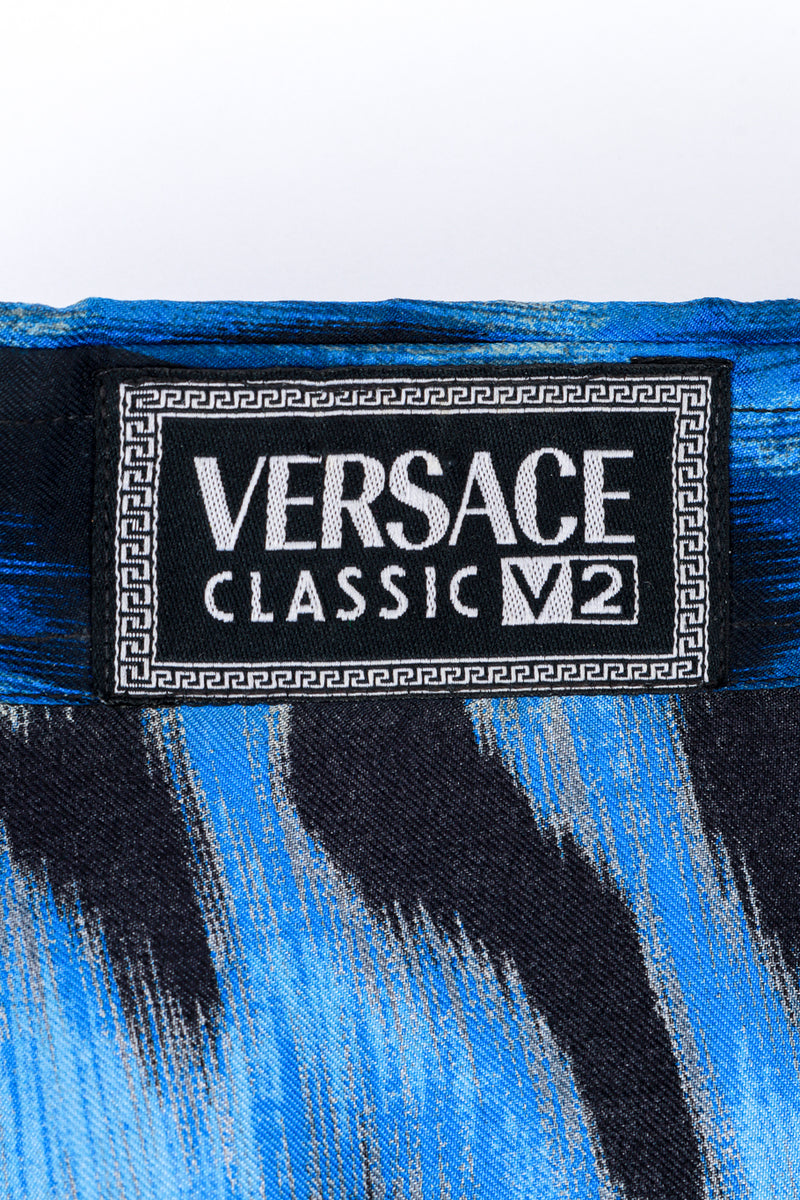 Vintage Versace Classic V2 Animal Print Blouse signature label closeup @recess la