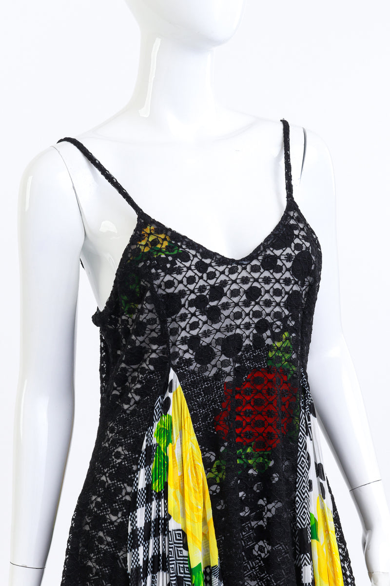 Versace Versus Floral Lace & Geo Shapes Patchwork Mini Dress on mannequin @RECESS LA