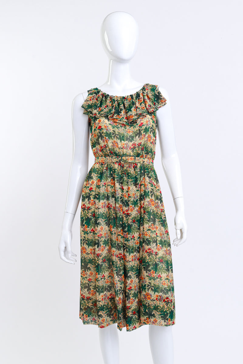 Valentino Floral Ruffle Silk Dress on mannequin @RECESS LA