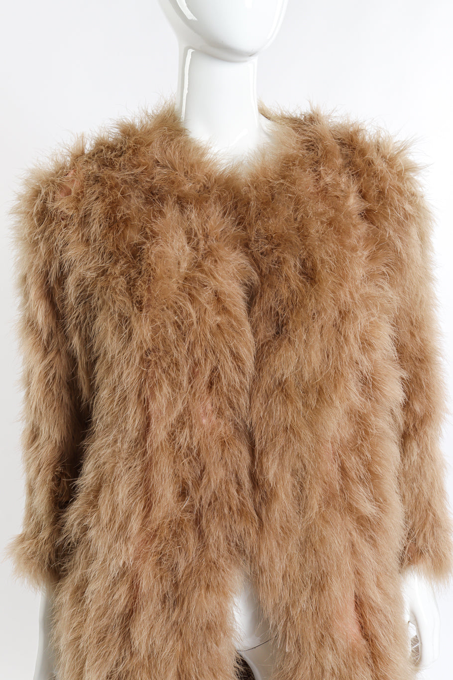 Vintage Valentino Intimo Marabou Fur Duster front on mannequin closeup @recess la