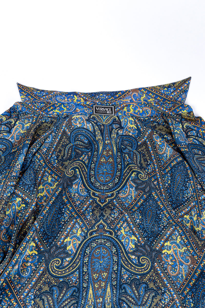 Vintage Versace Classic V2 Paisley Print Blouse view of interior closeup @recess la