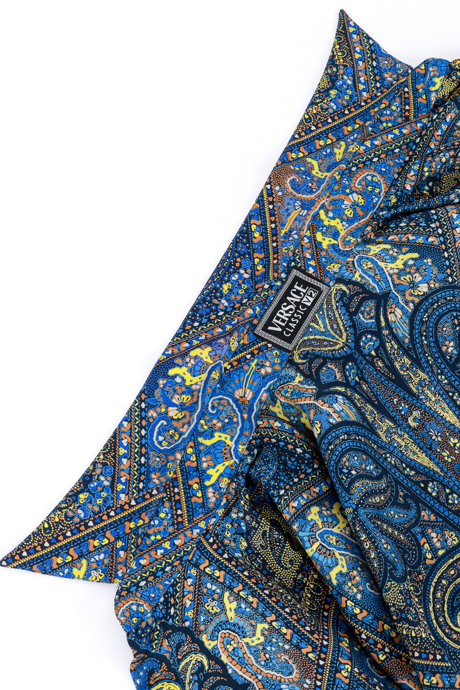 Vintage Versace Classic V2 Paisley Print Blouse collar closeup @recess la