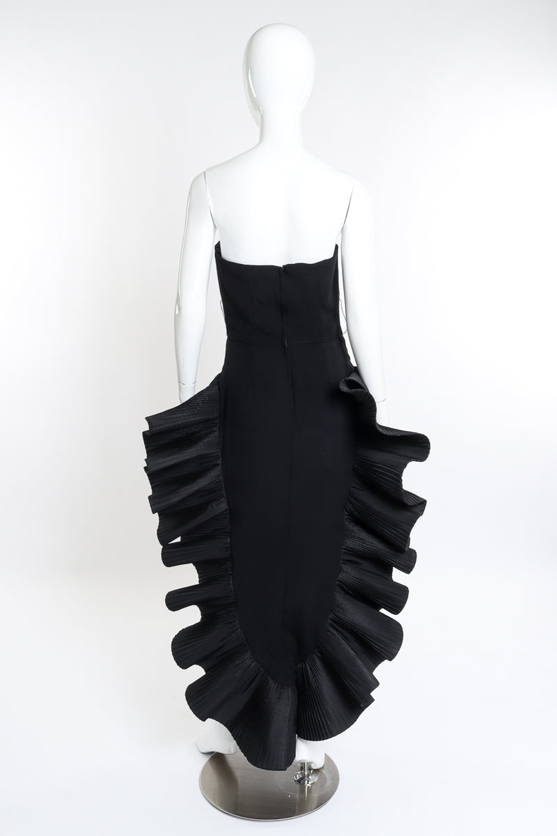 Vintage Victor Costa Strapless Pleated Peplum Dress back on mannequin @recess la