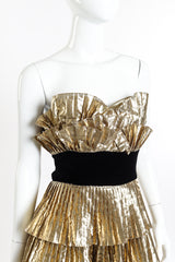 Vintage Victor Costa Ruffle Tier Strapless Dress front on mannequin closeup @recessla