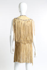 Vintage Leather Fringe Beaded Vest back view on mannequin @Recess LA