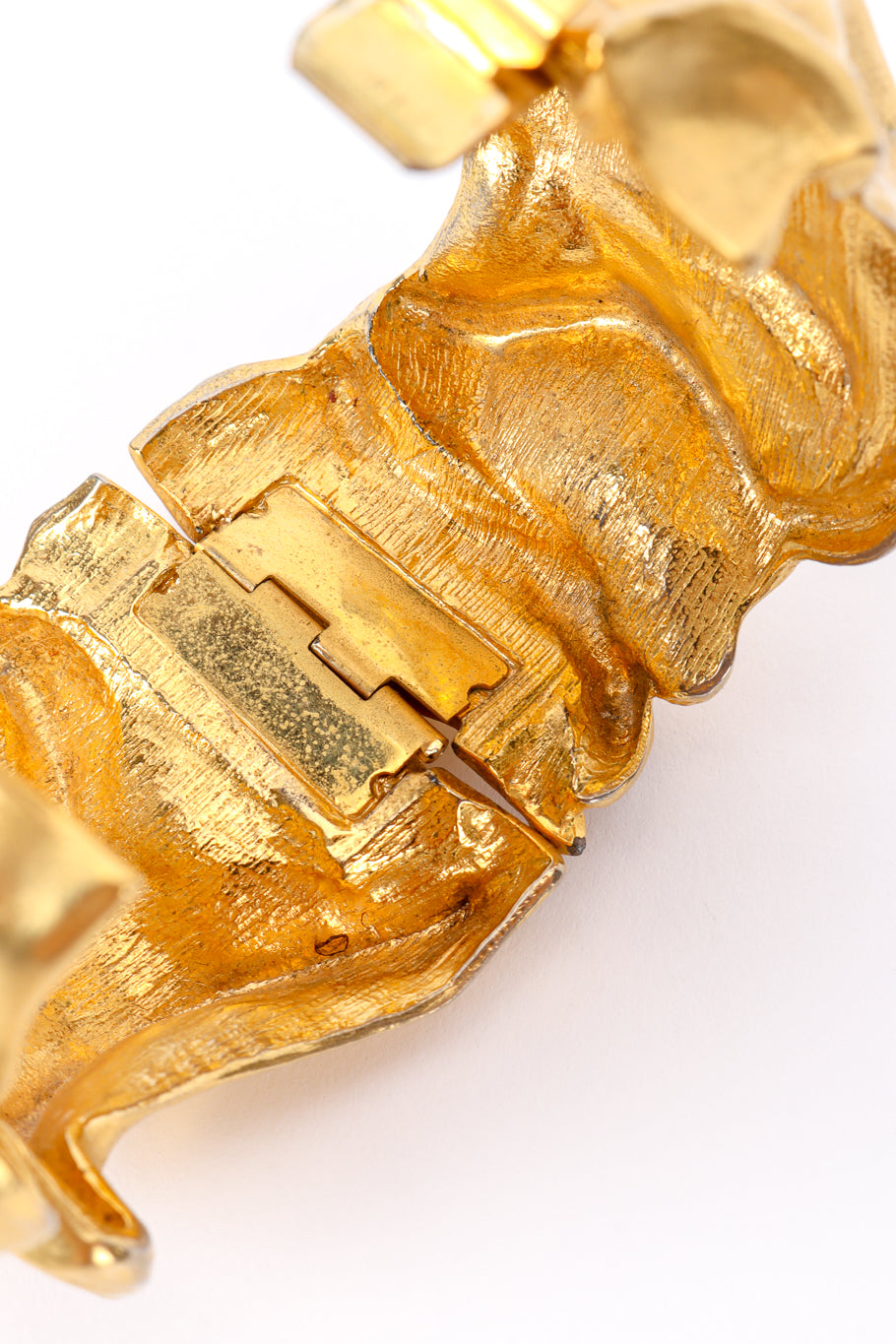 Vintage Organic Sculpted Cuff Bracelet interior hinge closeup @recessla