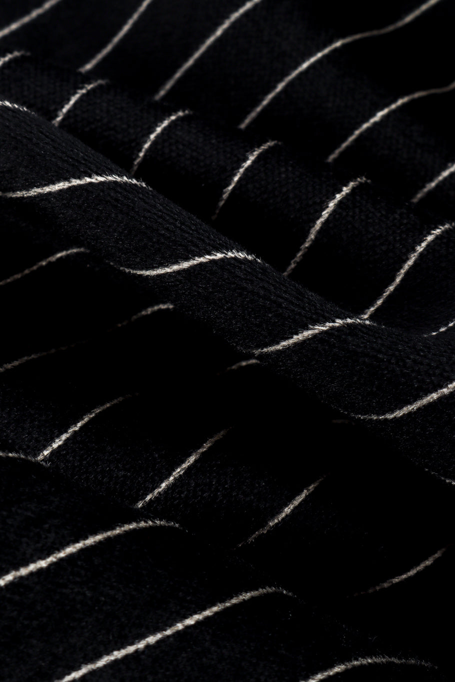 Vintage Adele Simpson Beaded Pinstripe Dress velvet fabric closeup @recess la