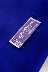 Vintage Japanese royal blue dotted detail floral kimono flat lay view of the makers label @RECESS LA