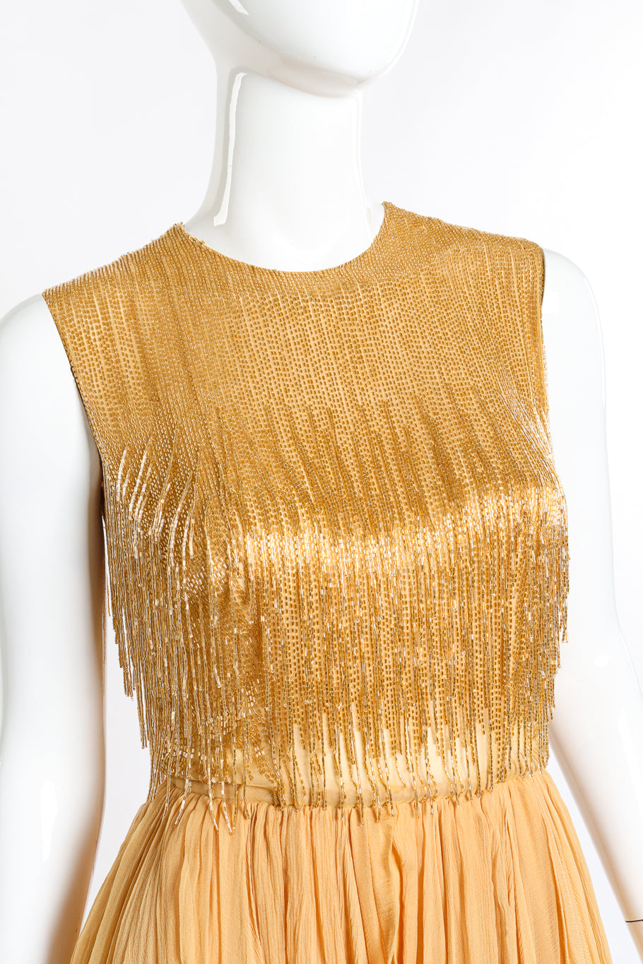 Vintage Ben Reig Bead Fringe Skater Dress front on mannequin closeup @recess la