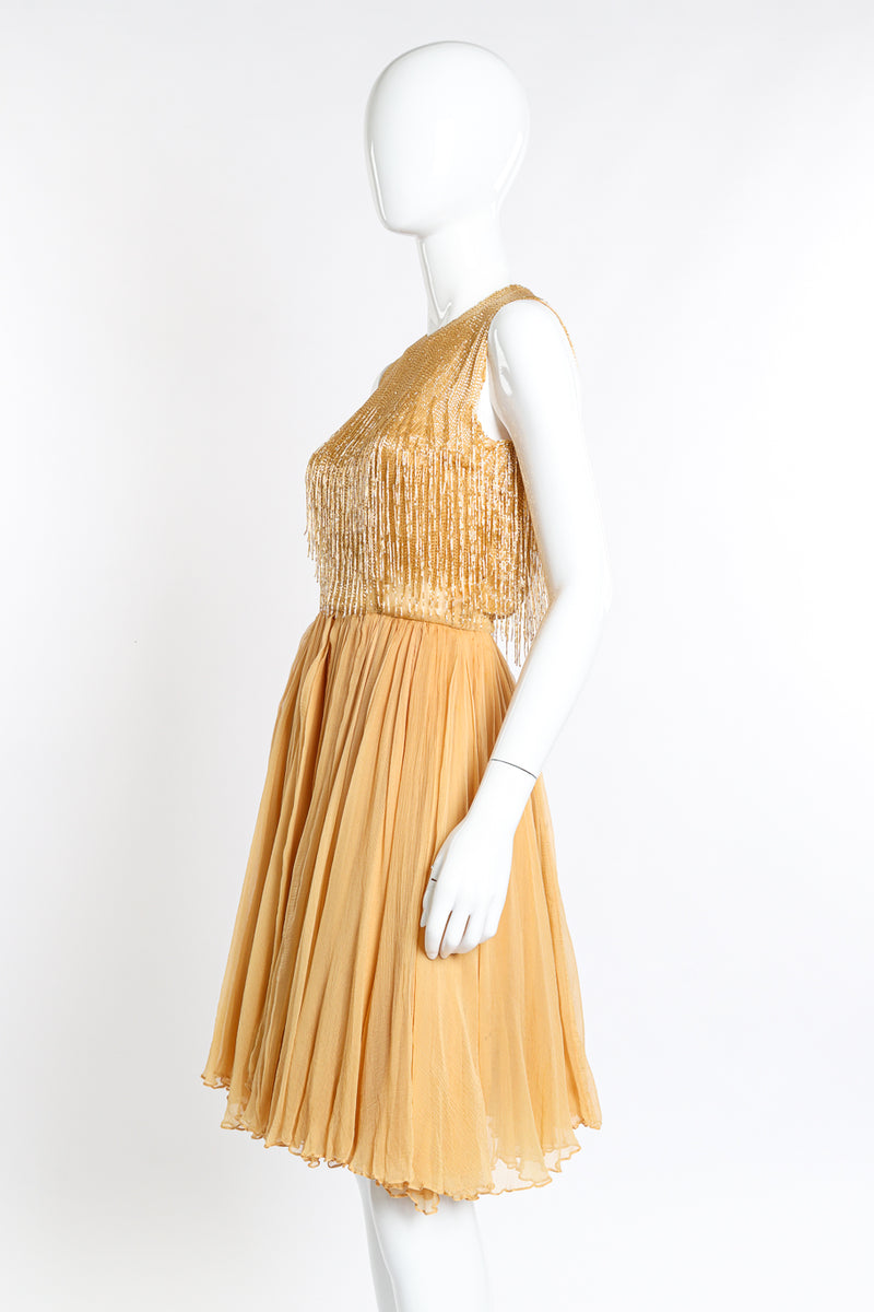 Vintage Ben Reig Bead Fringe Skater Dress side on mannequin @recess la