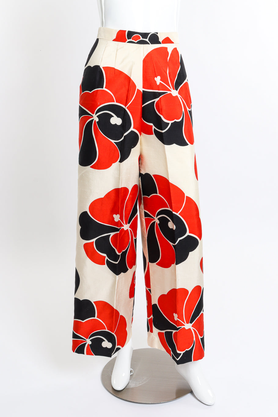 Vintage Charles Cooper Mod Flower Blouse, Pant & Sash Set pant front on mannequin @recess la