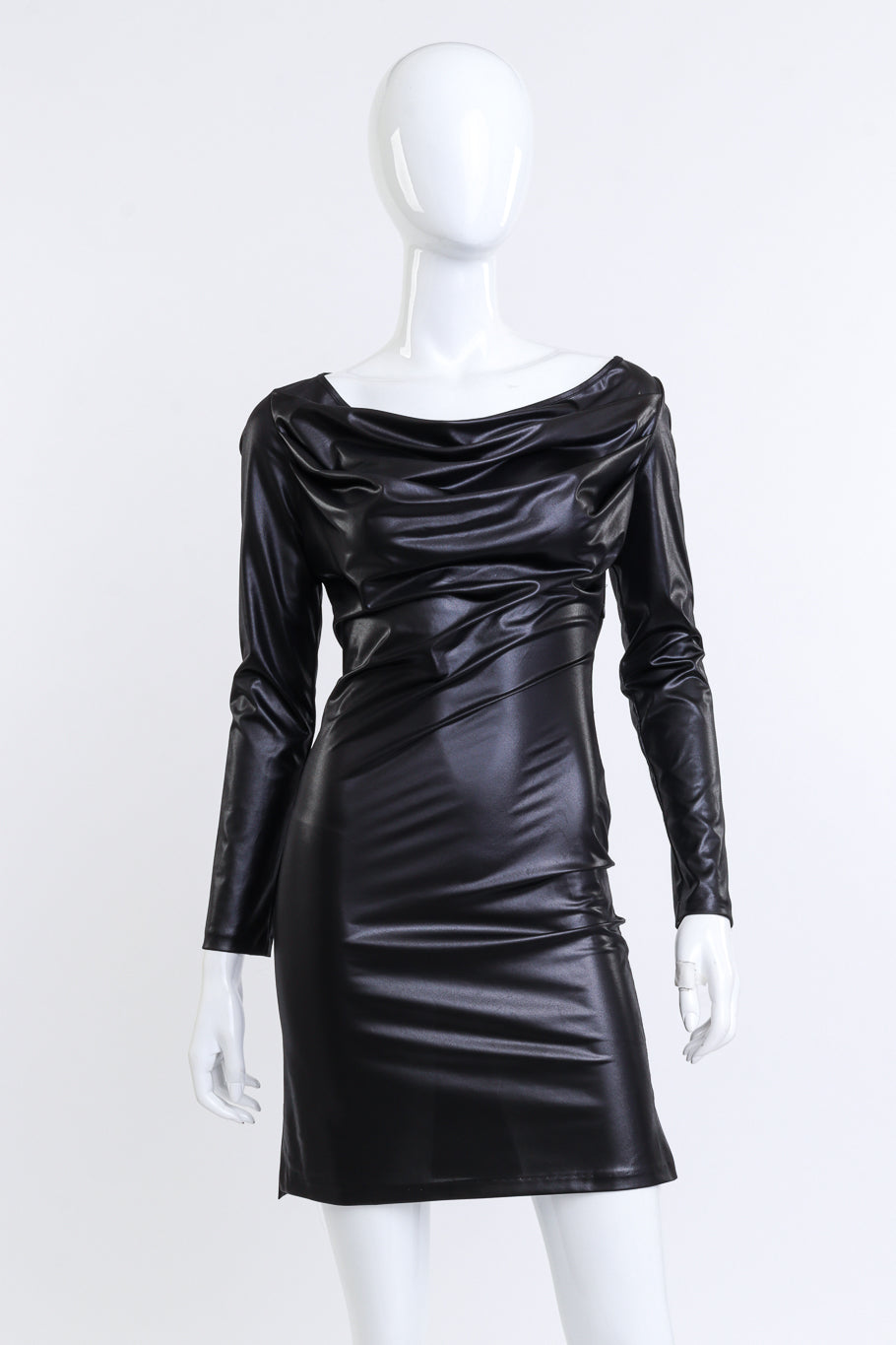 Vivienne Westwood Draped Metallic Jersey Dress front on mannequin @recess la