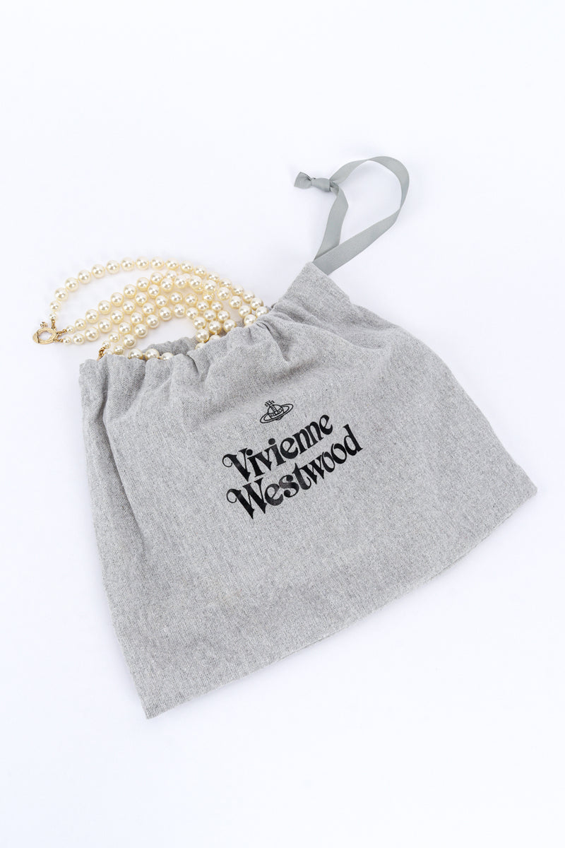 Vivienne Westwood Triple Strand Pearl Orb Necklace in dust bag @recess la 