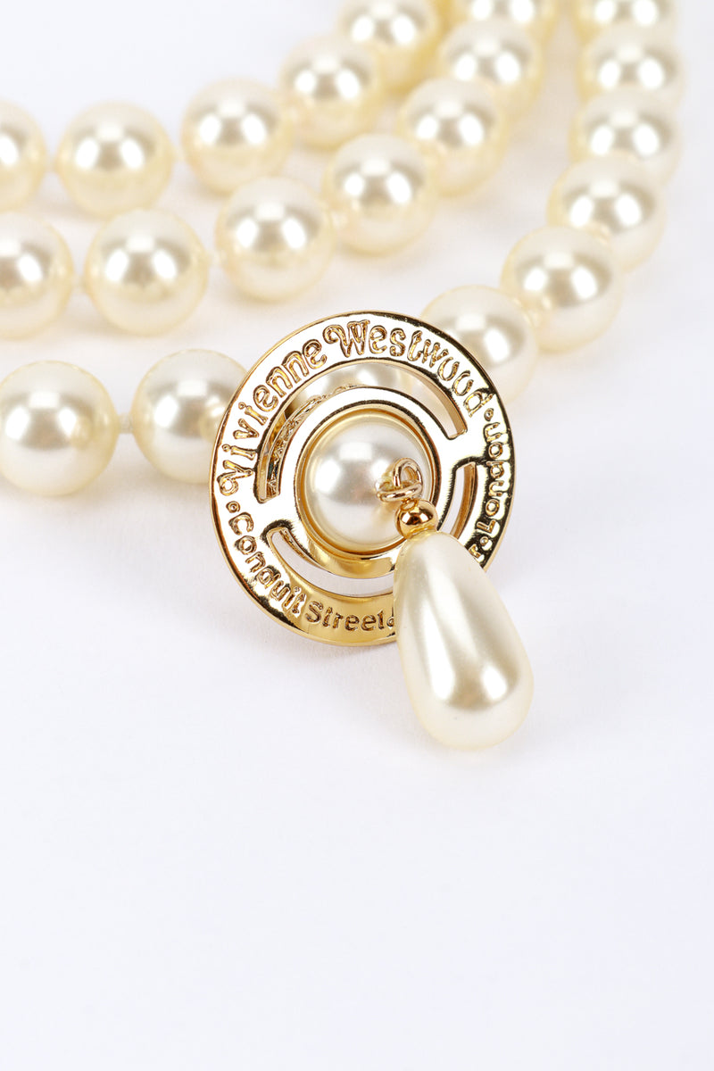 Vivienne Westwood Triple Strand Pearl Orb Necklace signature @recess la