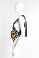 Vintage Western Fashion of California Western Motif Studded Leather Vest side on mannequin @recess la