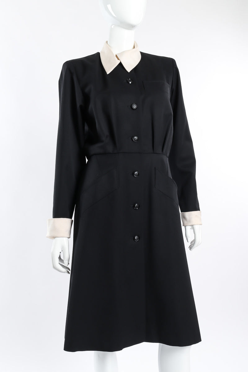 Vintage Yves Saint Laurent Collared Blazer Dress front view on mannequin closeup @Recessla