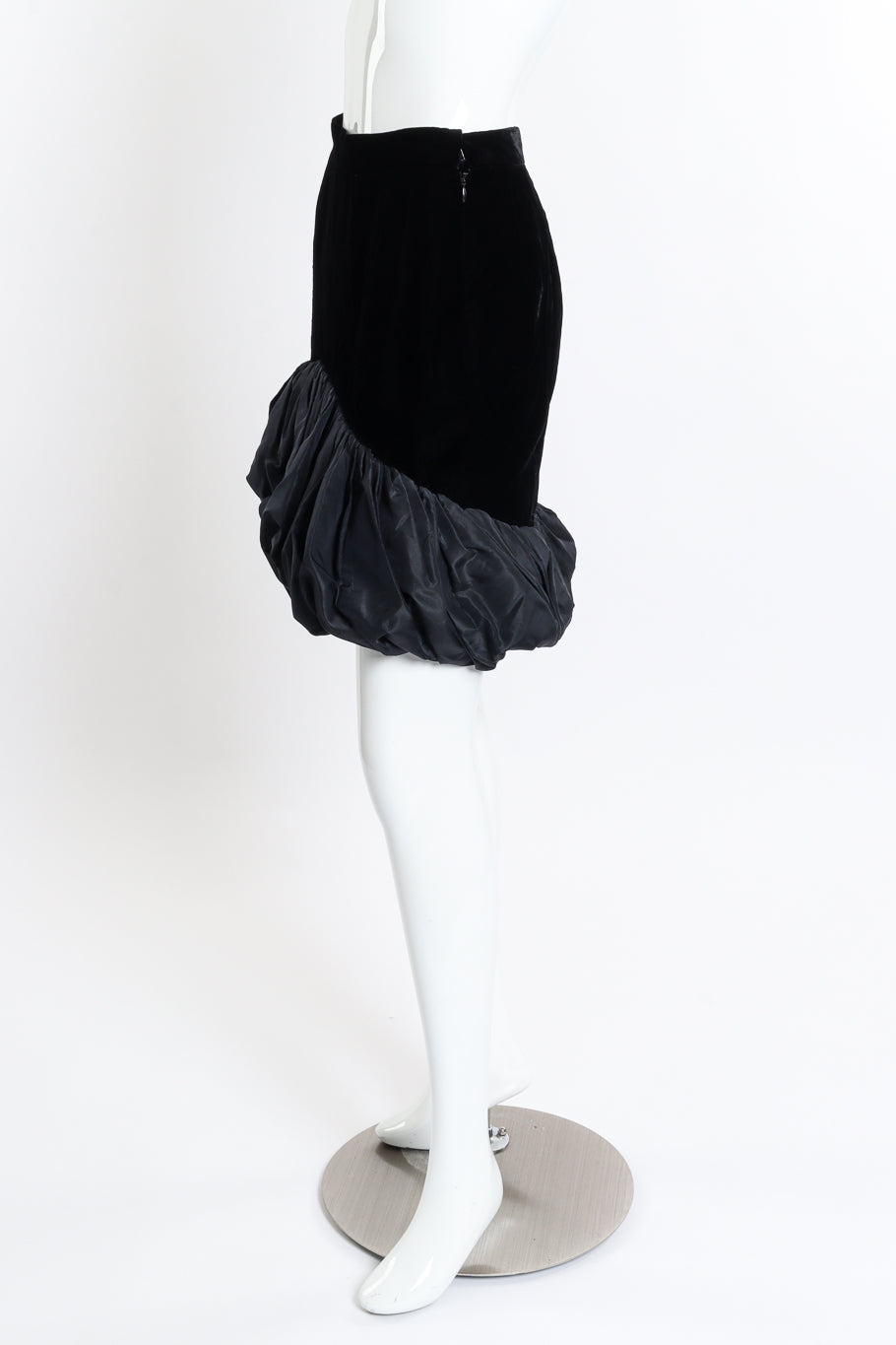 Vintage Saint Laurent Rive Gauche Velvet Bubble Hem Skirt side on mannequin @recessla