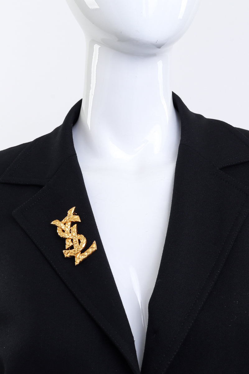 YSL Quilted Logo Brooch on mannequin @RECESS LA