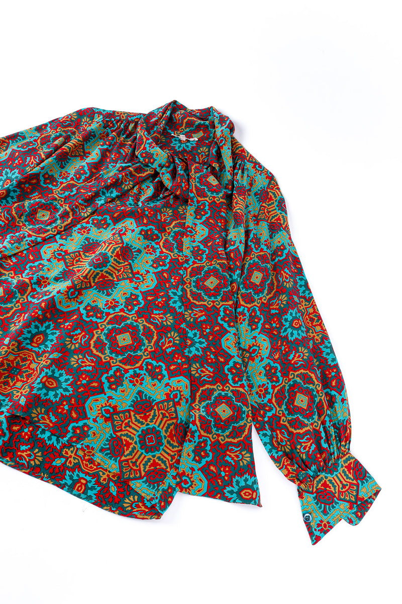 Vintage Yves Saint Laurent Medallion Silk Blouse front view @Recessla