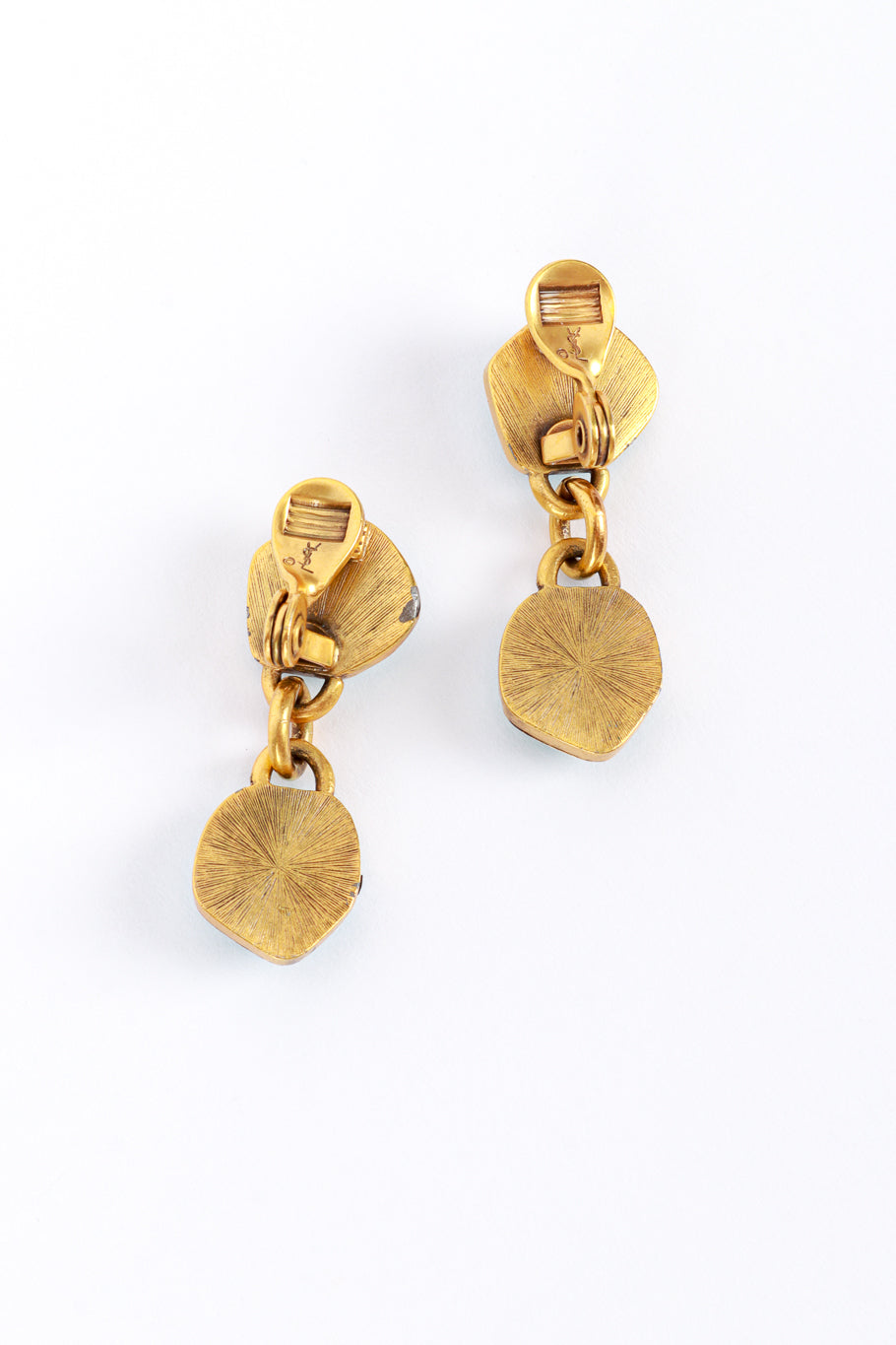 Yves Saint Laurent Mini Topaz Drop Earrings backs @RECESS LA