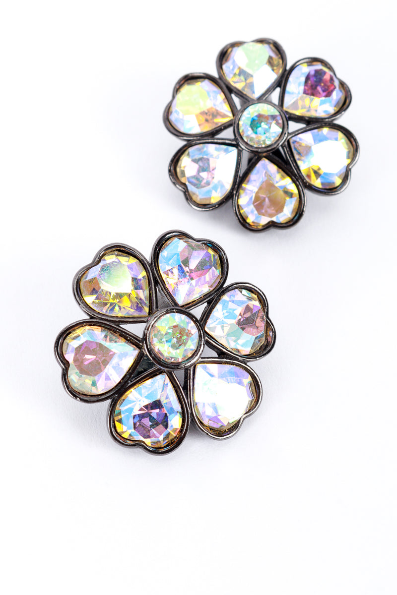 Yves Sint Laurent Aurora Borealis Crystal Flower Earrings detail @RECESS LA