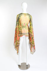 Vintage Zandra Rhodes Graphic Bell Sleeve Blouse back on mannequin @recess la