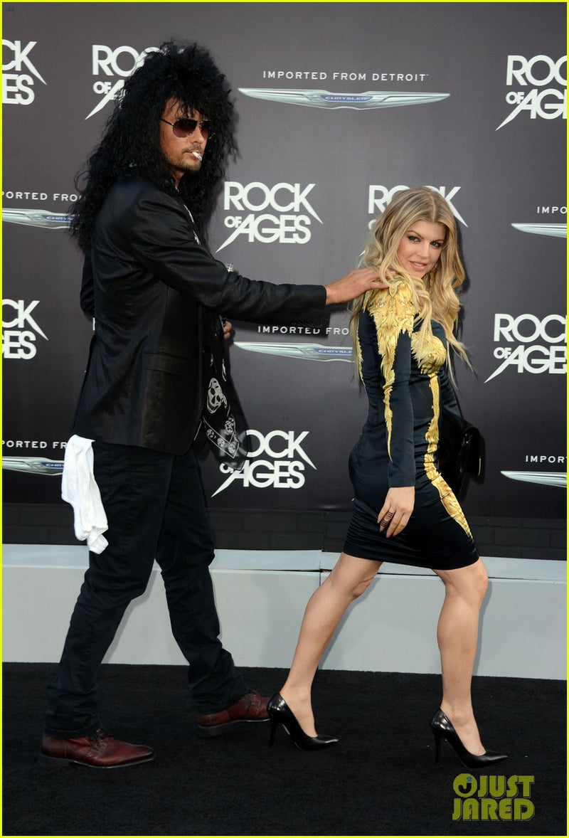 Roberto Cavalli Baroque Wings Graphic Silk Dress photo of Fergie @Recessla