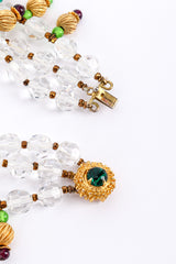 Vintage 3-Strand Beaded Necklace push tab clasp with discoloration closeup on a white backdrop @Recessla