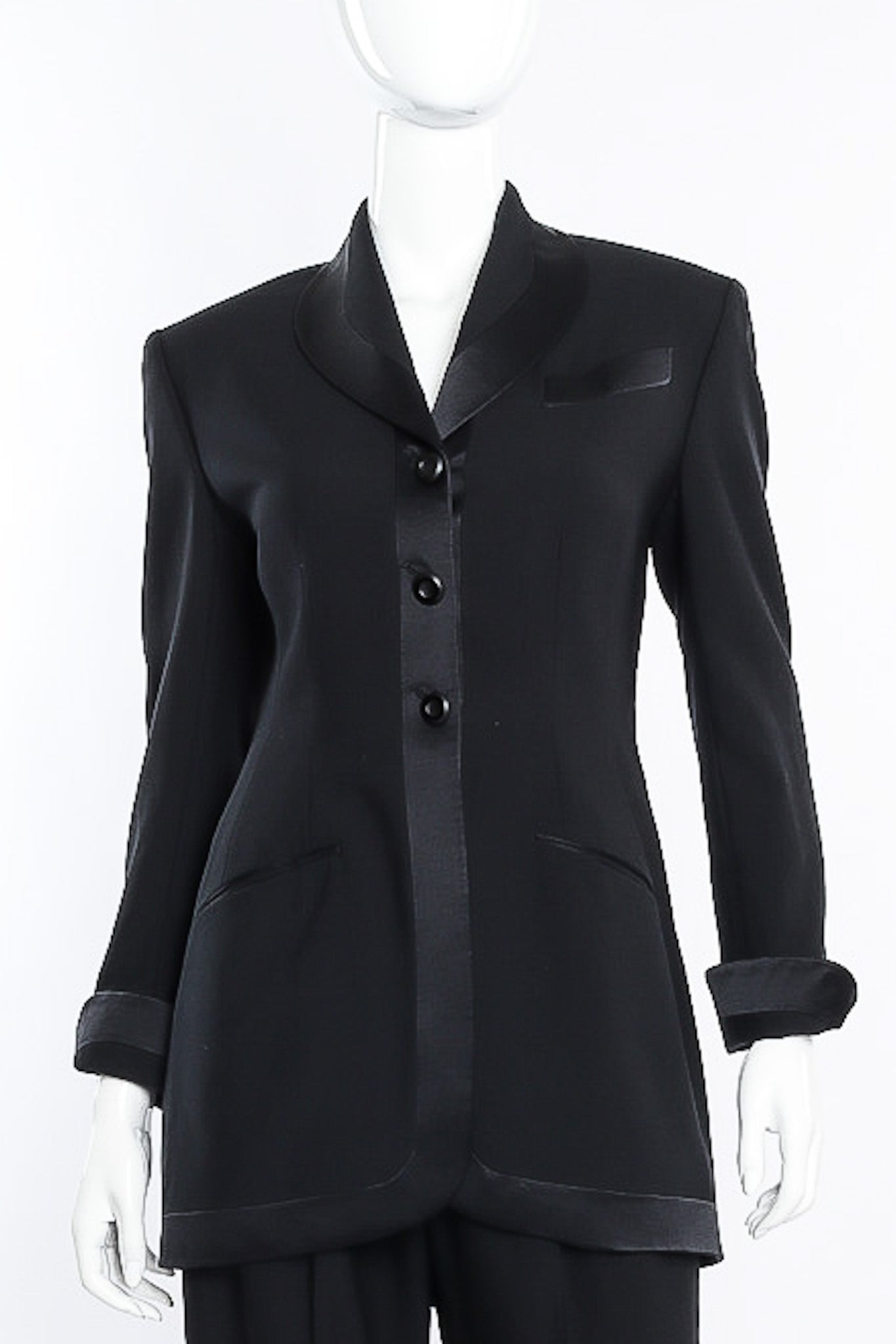 Vintage Richard Tyler Tuxedo Pant Suit front view on mannequin @Recessla